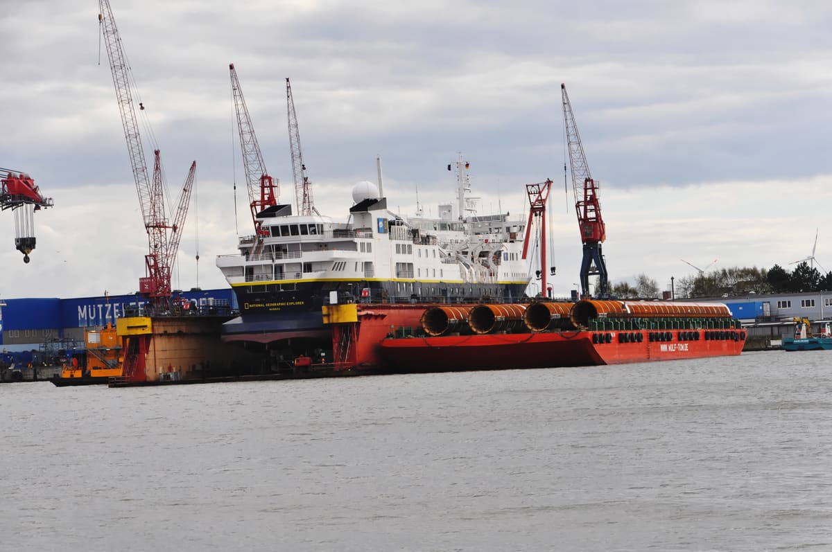 National Geographic Explorer, Lindblad Expeditions' small expedition ship, in dry dock