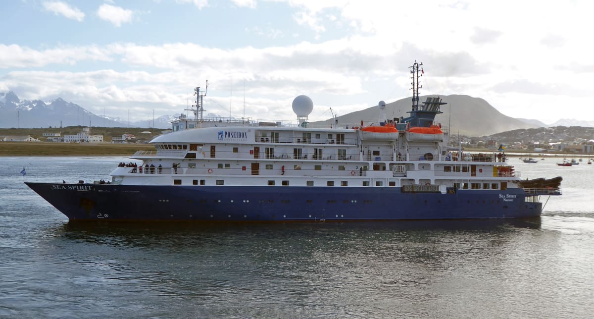 M/V Sea Spirit, Poseidon Expeditions' small expedition ship, docked in Ushuaia